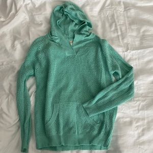 SHIRT 469 mesh stitch Hoodie Sweatshirt in Mint Green Linen Blend